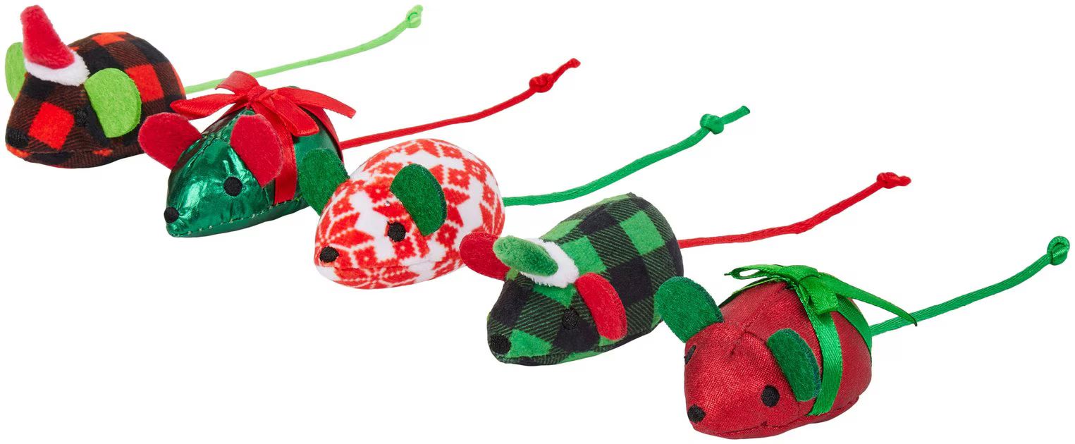 FRISCO Holiday Mice Cat Toy with Catnip, 5 count - Chewy.com | Chewy.com
