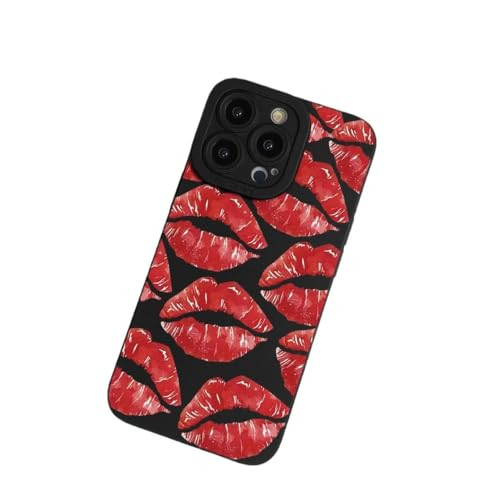 Lips Kiss Print Soft Silicone Phone Case for iPhone Compatible with iPhone 13, Red | Amazon (US)