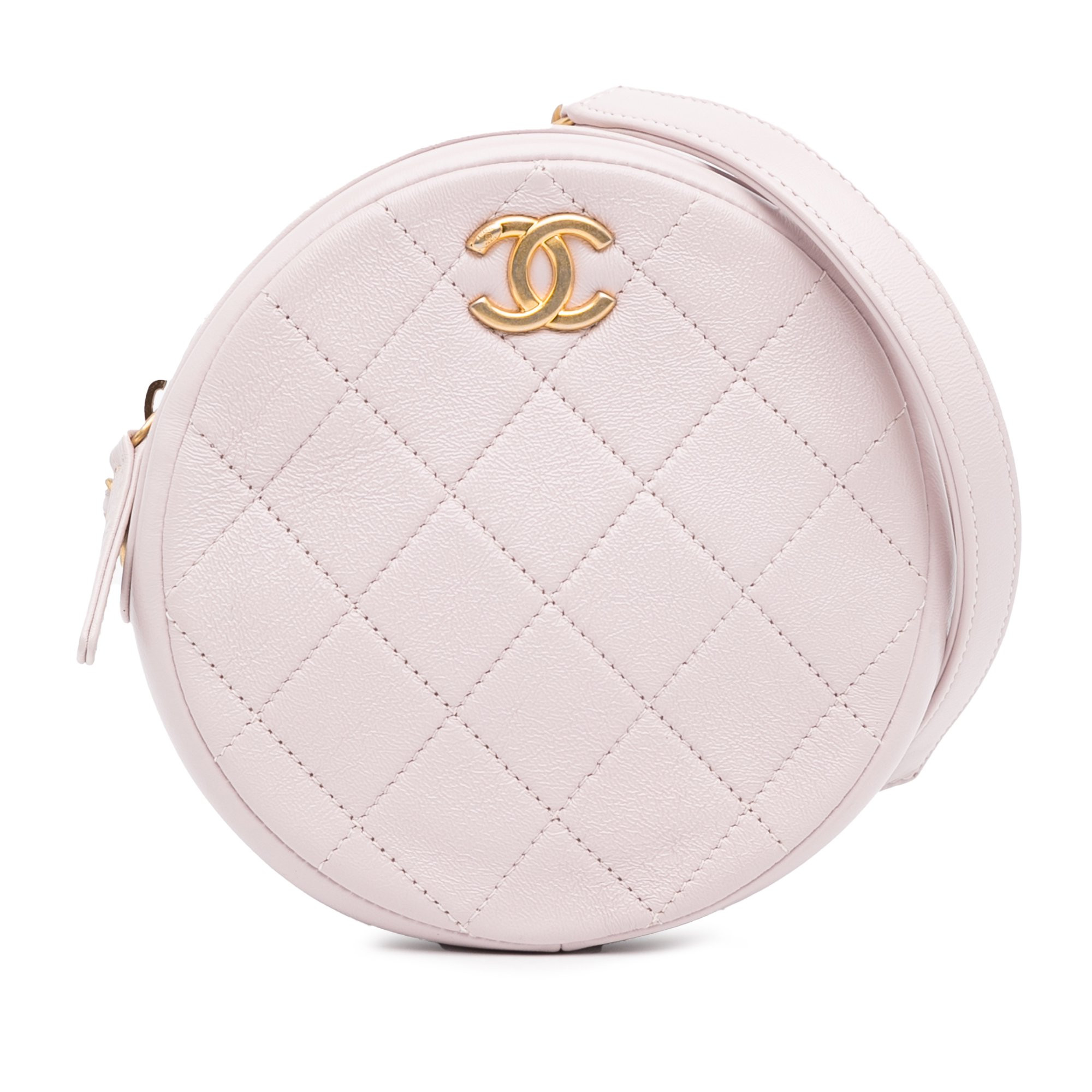 Authenticated Chanel Quilted Patent Round Clutch with Chain Leather Pink Crossbody Bag Unisex (Go... | Walmart (US)