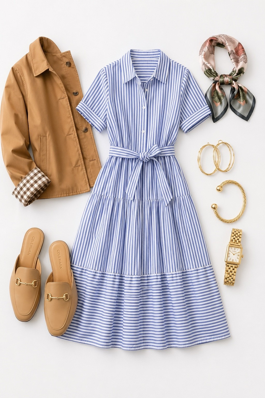 Blue striped dress outfit idea 💙 Easy, polished, and perfect for spring-to-summer days. Love it styled with tan slides, gold jewelry, a lightweight jacket, and a scarf for a little extra detail.

#LTKStyle #LTKFinds #SpringOutfit #SummerDress #DressOutfit

#LTKootd