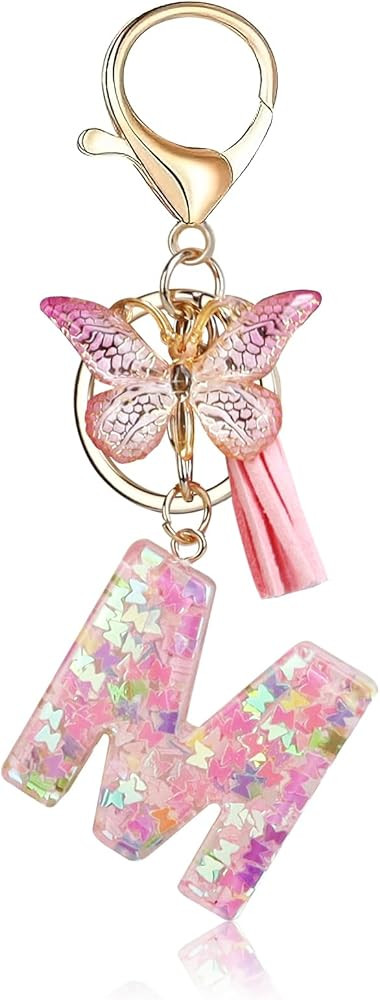 Fmeida Initial Letter Keychains for Women Car Keychain for Backapck Handbag Purse Pink M at Amazo... | Amazon (US)