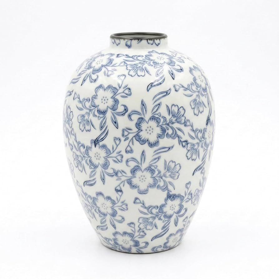 Ceramic Flower Vase, Vintage Ice Crackle Glaze Porcelain Vase for Flower Arrangement, Chinoiserie... | Amazon (US)