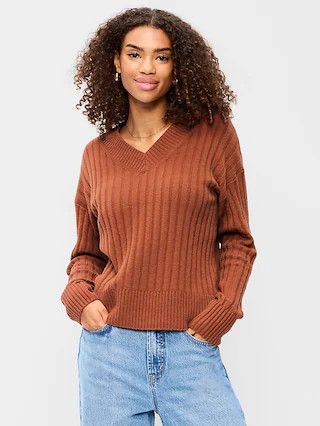SoSoft Ribbed V-Neck Sweater | Old Navy (CA)