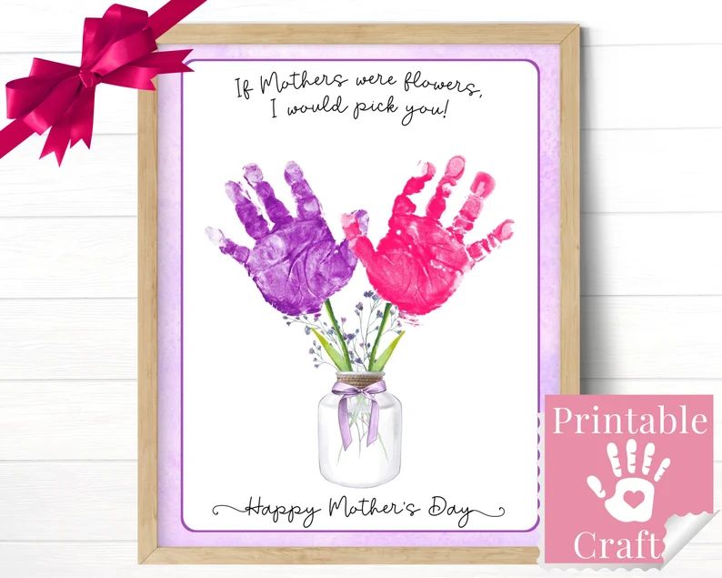 Mothers Day Crafts for Kids Printable, Preschool Gift for Mom, Handprint Flowers Bouquet, Card Fr... | Etsy (US)