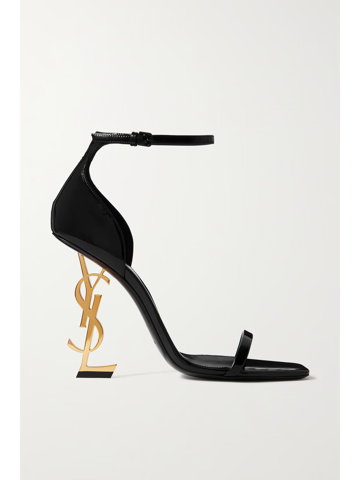 SAINT LAURENT - Opyum Embellished Patent-leather Sandals - Black | NET-A-PORTER (US)