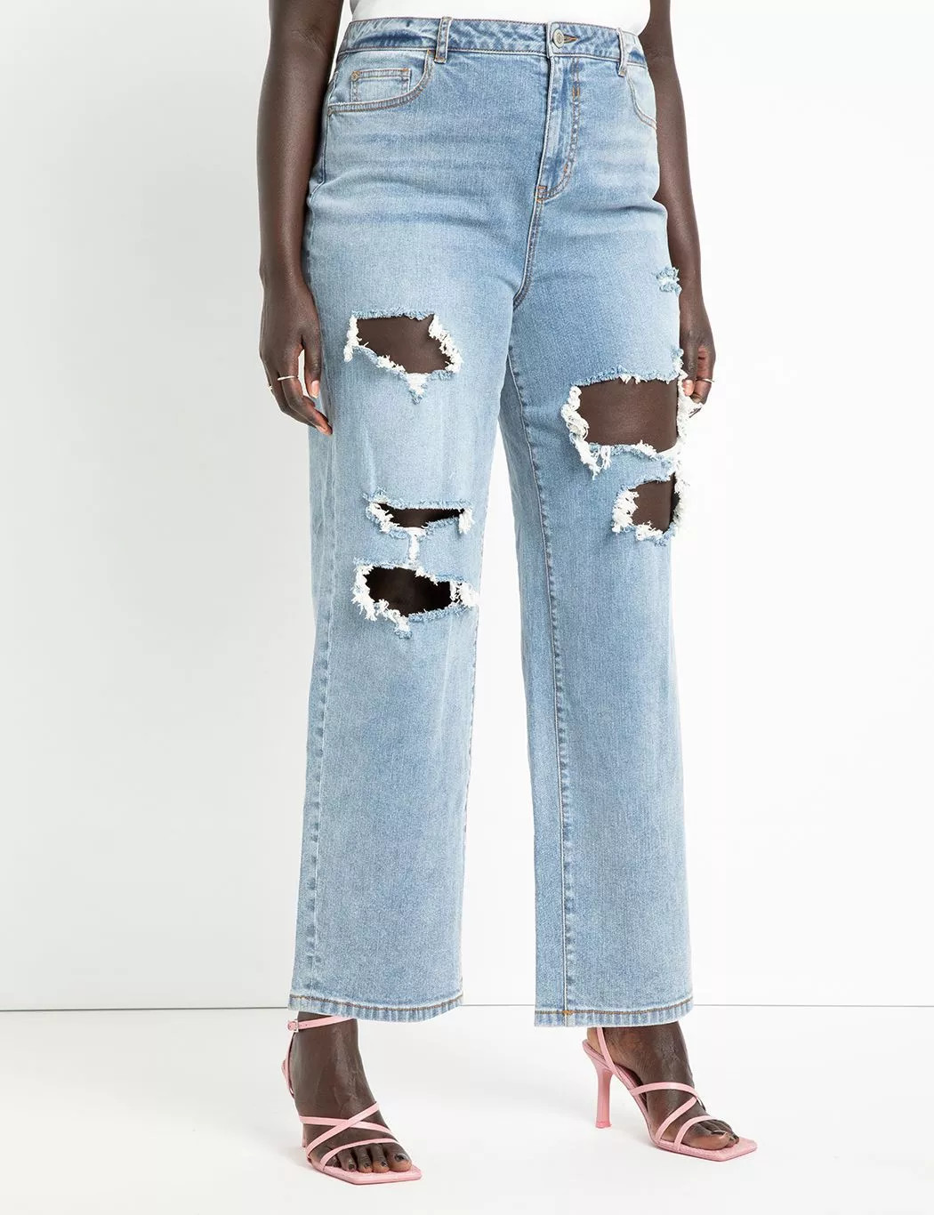 Distressed Straight Leg Jean | Eloquii