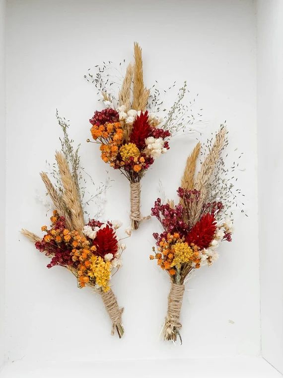 Autumn Wedding Boutonniere, Rustic Dried flower bouquet, Flower dry arrangement, Wedding boho bou... | Etsy (US)