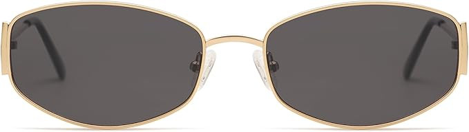 Retro Oval Sunglasses For Women Men Hexagonal Rectangle Metal Frame Sun Glasses AP3625 | Amazon (US)