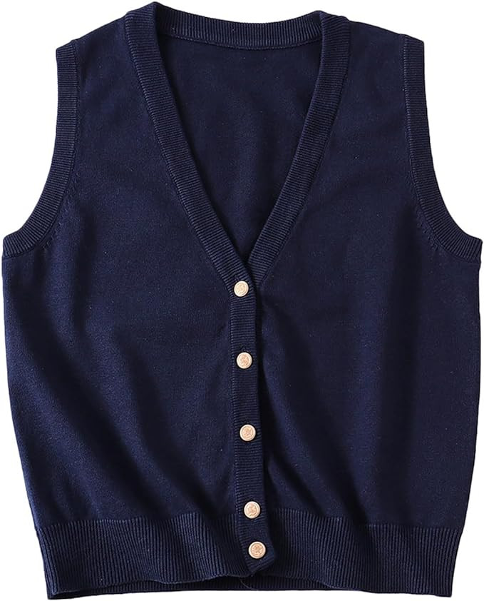 V Neck Sweater Vest for Women Trendy Sleeveless Cardigan Solid Color Button Down Knitted Tank Top... | Amazon (US)