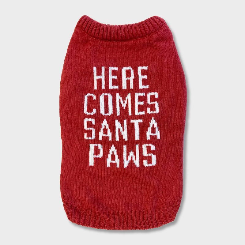 Grayson Pup Here Comes Santa Paws Dog Sweater - Red | Target