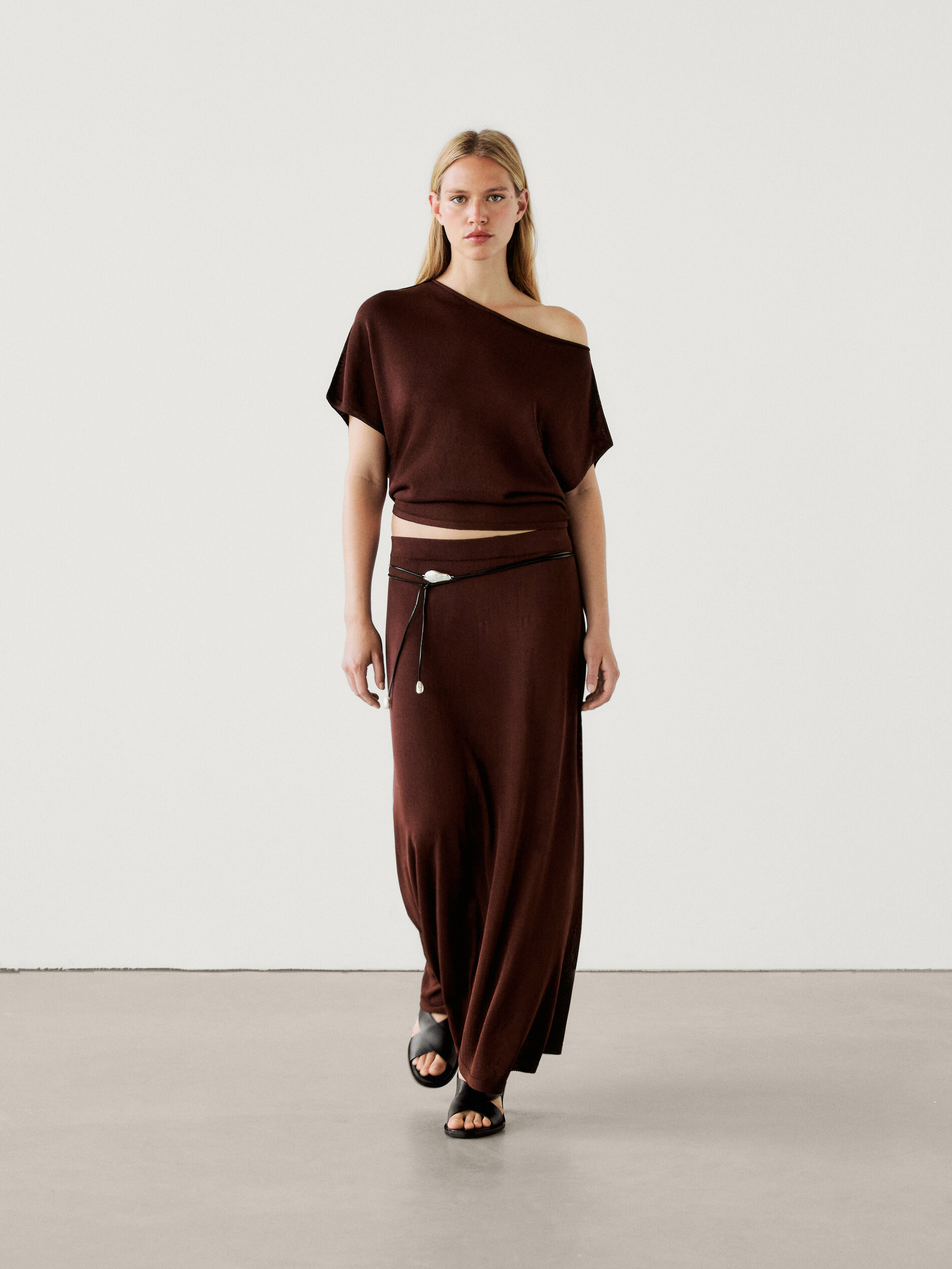 Flared knit co-ord skirt | Massimo Dutti US