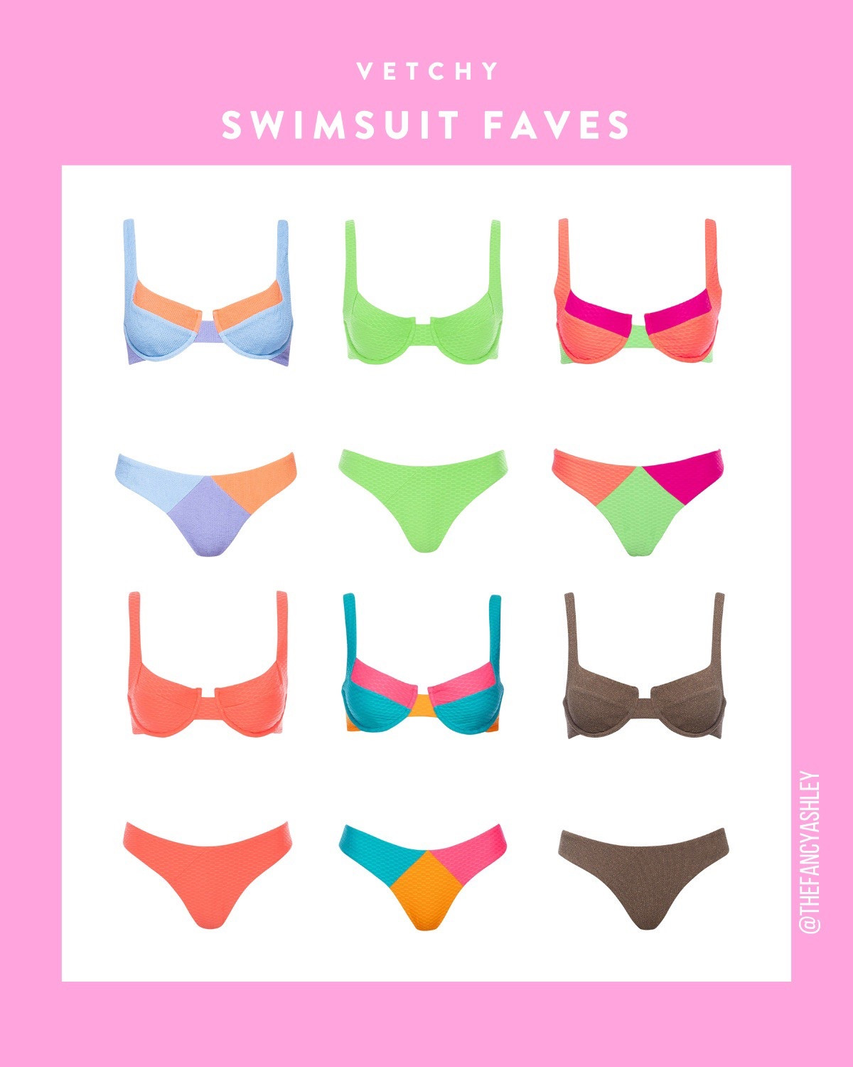 THE cutest, most fab suits you'll be totally obsessed with. These Vetchy finds are absolute perfection for pool days and beach hangs. Comes in tons of colors. Love the fit and coverage. I wear a size small in the top and bottoms. 

#LTKWatchNow #LTKSeasonal #LTKSwim