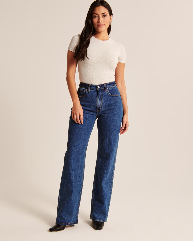 Short-Sleeve Cotton-Blend Seamless Fabric Crew Bodysuit | Abercrombie & Fitch (US)