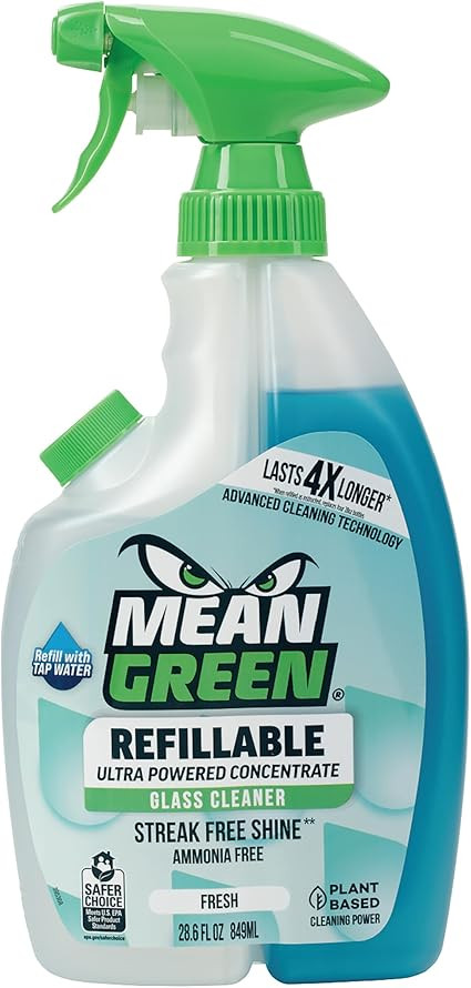 Mean Green Refillable Ultra Powered CONCENTRATE Glass Cleaner, Fresh, 14.3 Ounce | Amazon (US)