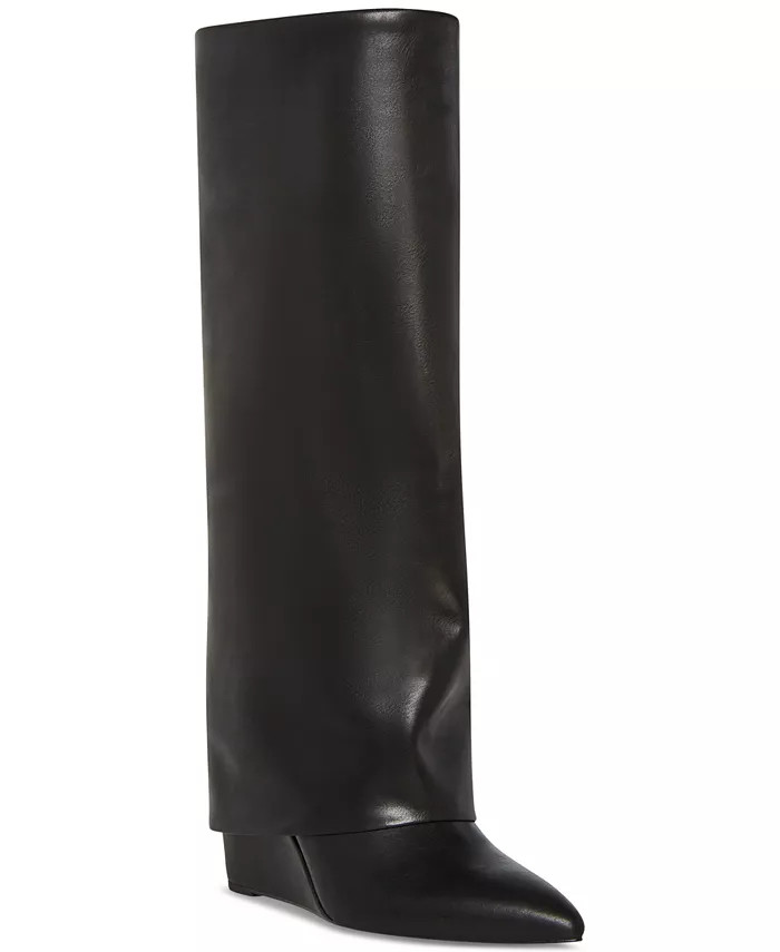 Madden Girl Evander Fold-Over Cuffed Knee High Wedge Dress Boots - Macy's | Macy's