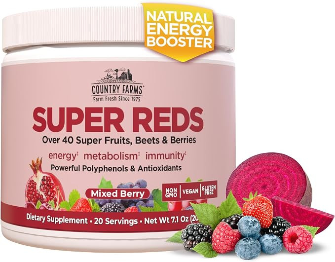 COUNTRY FARMS Super Reds, Energizing Polyphenol Superfood, 48 Super Fruits and Berries, Powerful ... | Amazon (US)