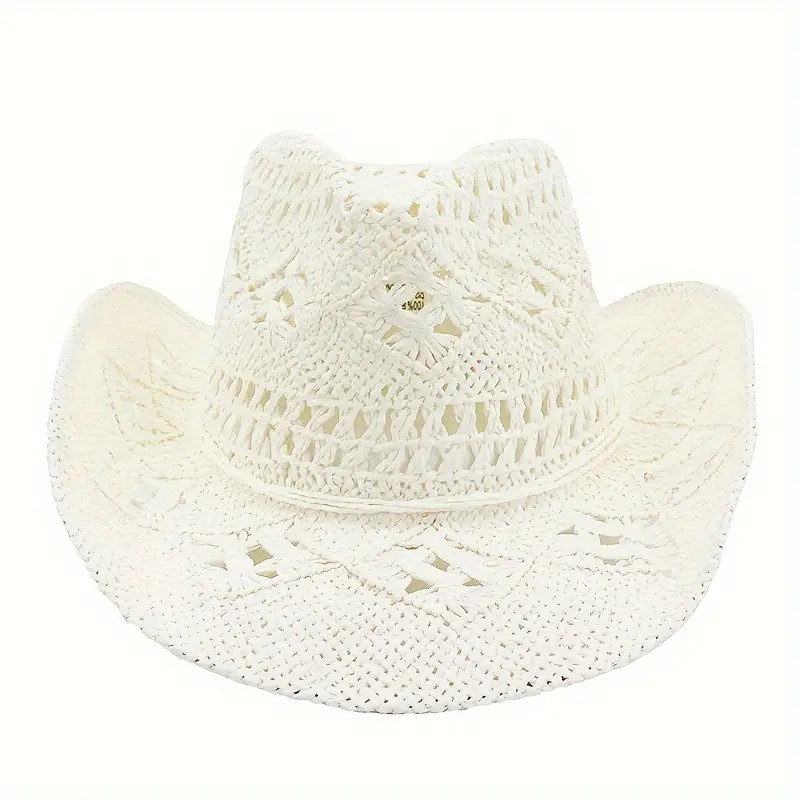 Summer Cowboy Hat Unisex Straw Sun Hat Hollow Breathable - Temu | Temu Affiliate Program