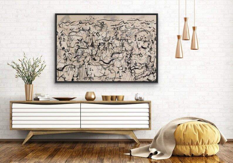 Abstract Cow Herd Canvas Wall Art Mid Century Modern Original - Etsy | Etsy (US)