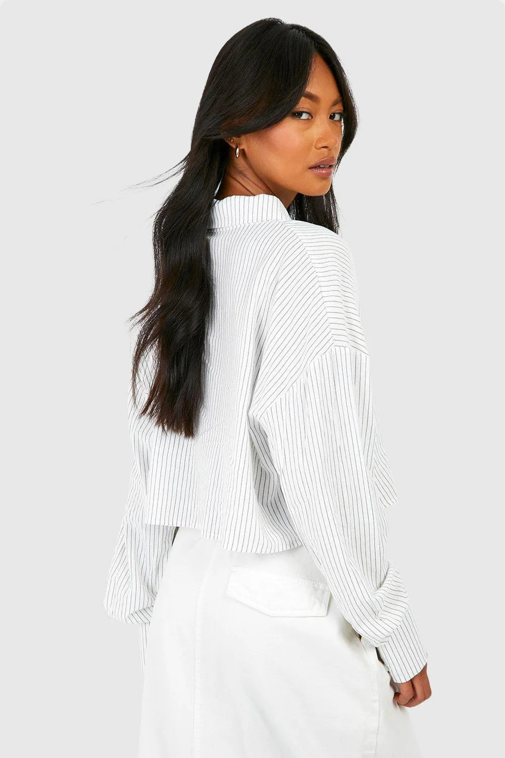 Stripe Cropped Shirt | Boohoo.com (UK & IE)