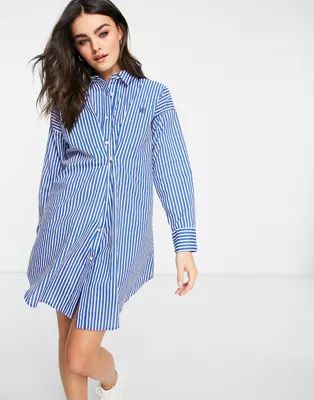 River Island stripe nipped mini shirt dress in blue | ASOS | ASOS (Global)