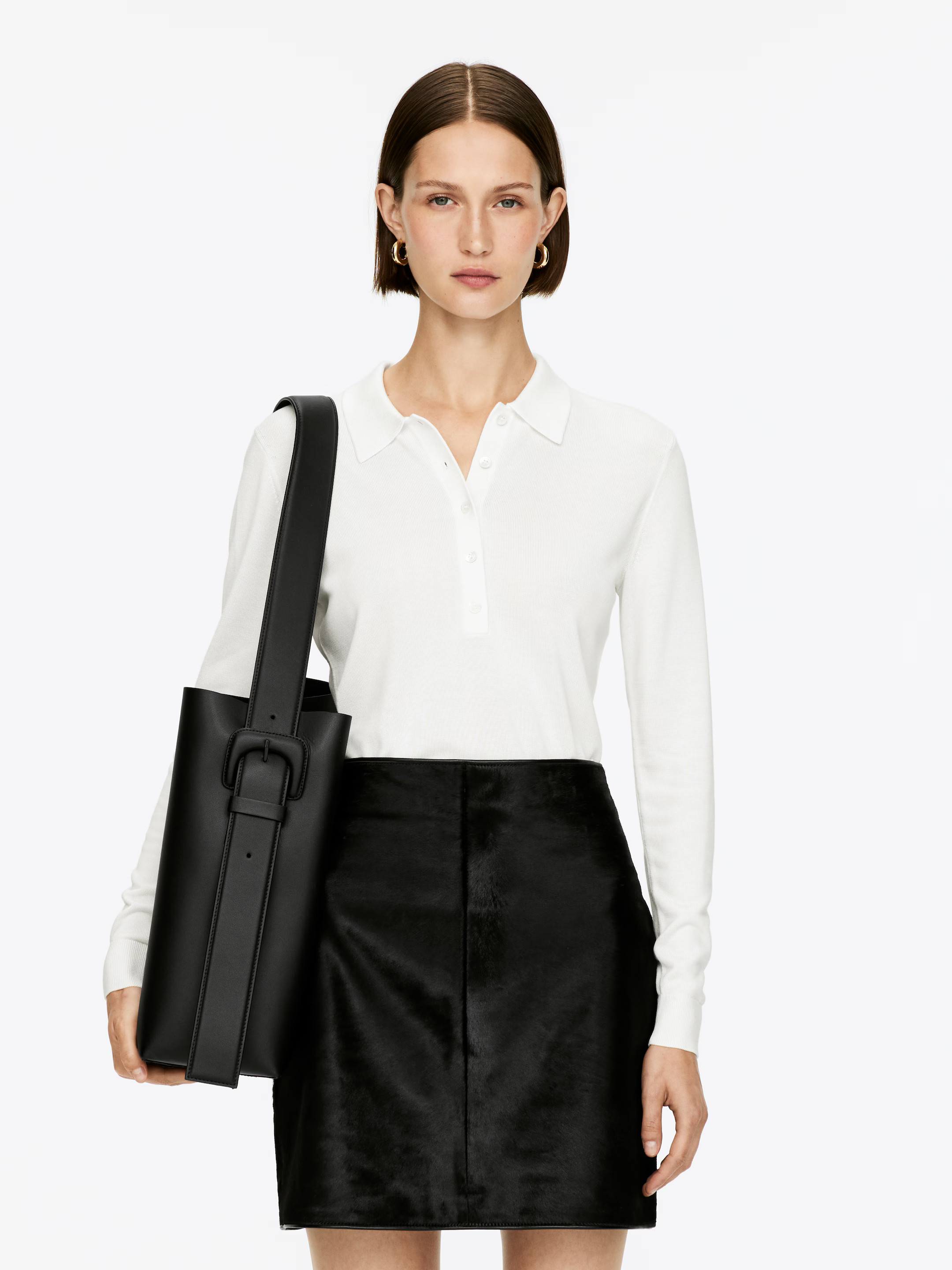 Knitted Polo Shirt - White - Ladies | H&M GB | H&M (UK, MY, IN, SG, PH, TW, HK)