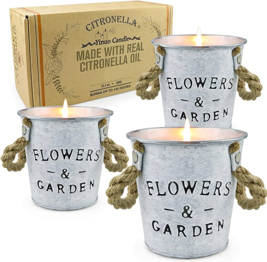 Citronella Candles Outdoor, 13.5 Oz 50 Hours Long Lasting Natural Scented Soy Candle with Fresh C... | Amazon (US)