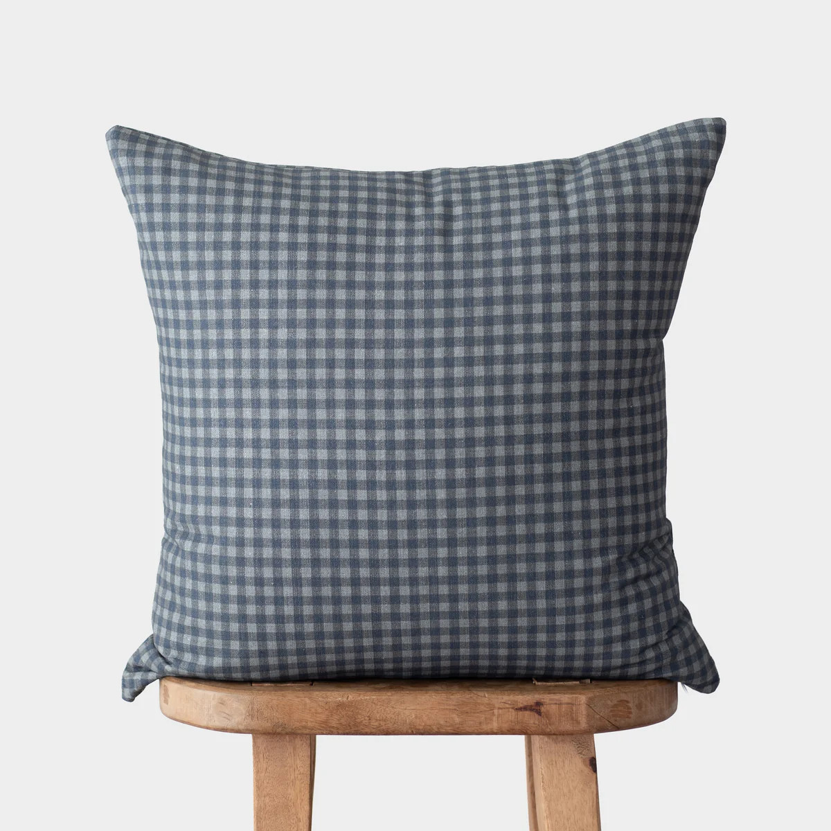 Navy Gingham Throw Pillow | Woven Nook