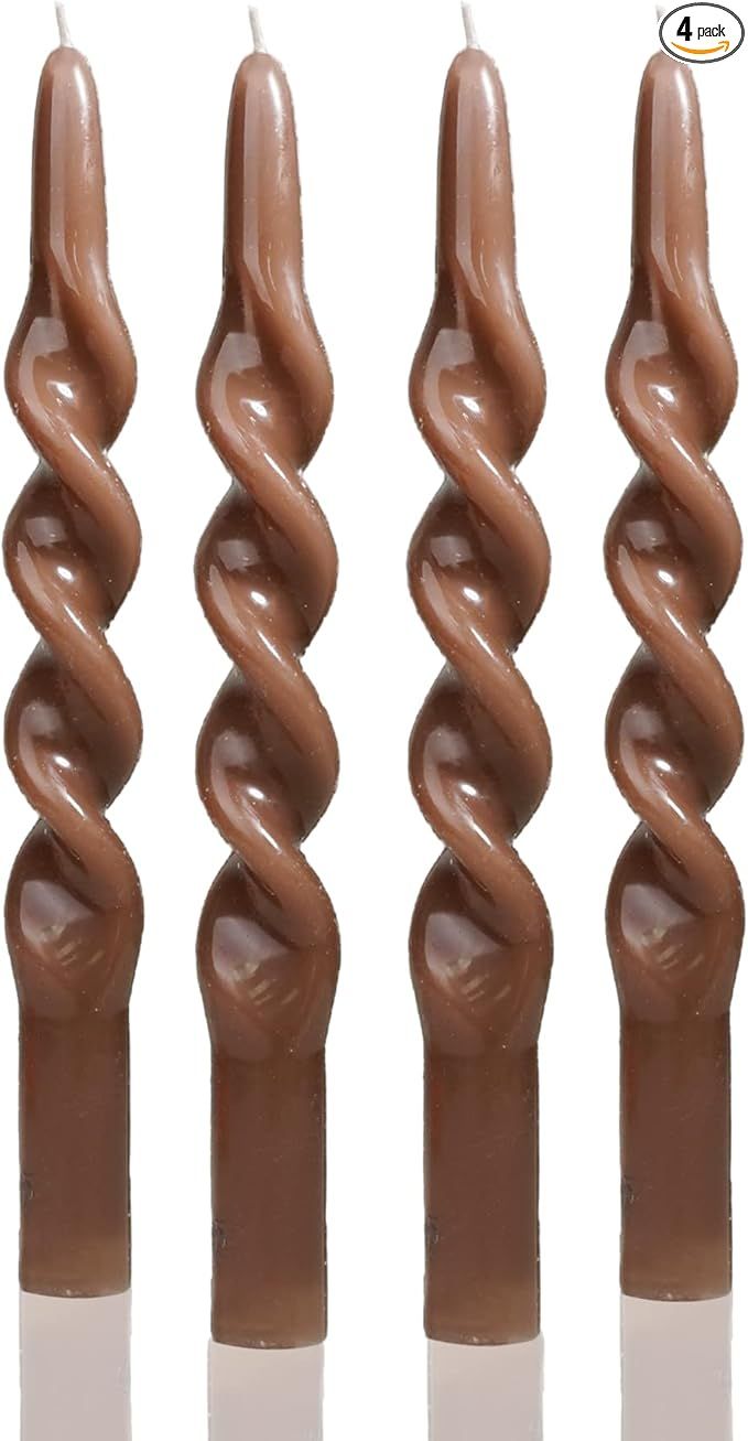 Brown Taper Candles Conical Stick Candles Spiral Taper Candles-Set of 4 for Decoration Weddings P... | Amazon (US)