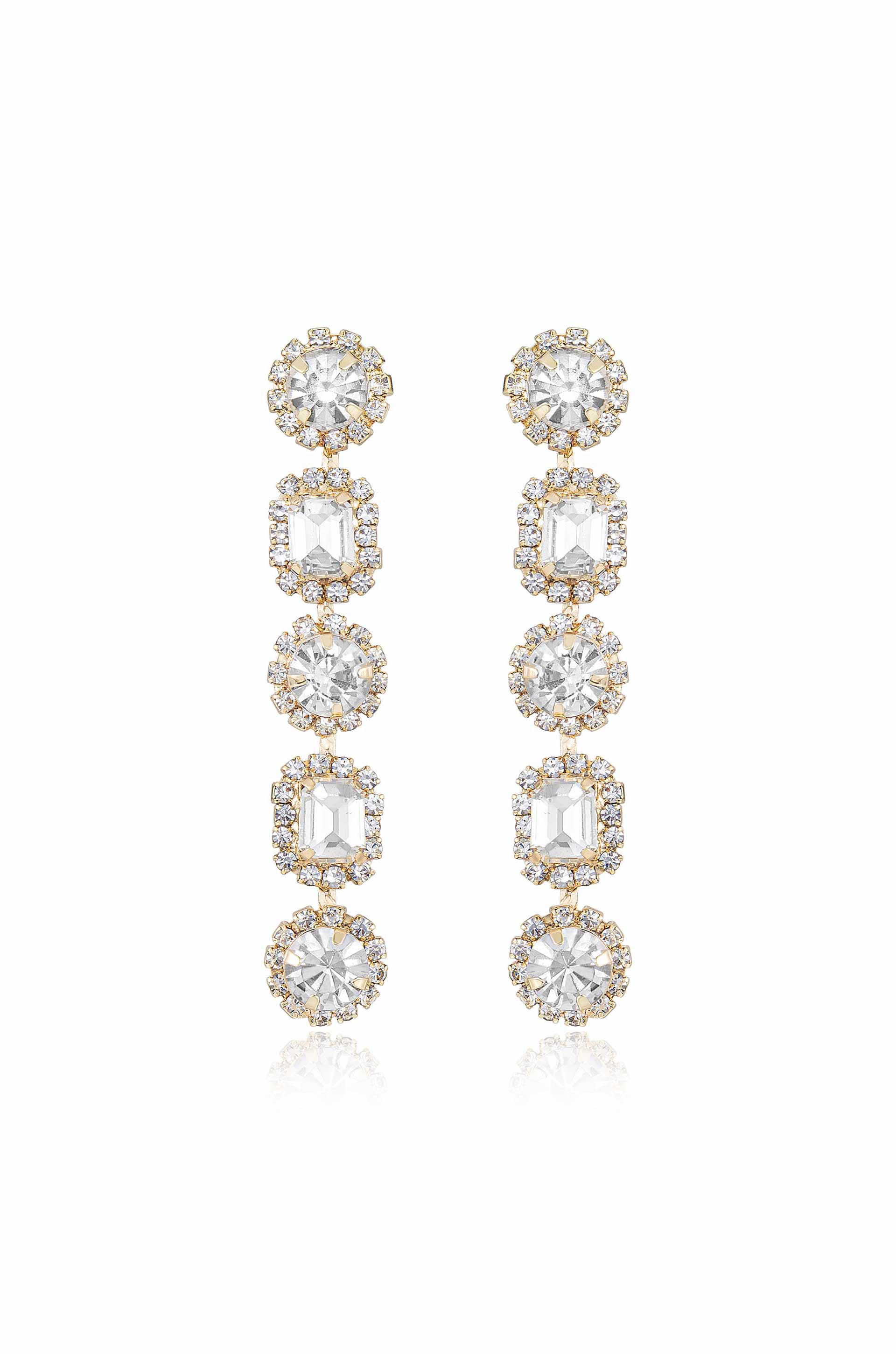 Crystal Droplets 18k Gold Plated Dangle Earrings | Ettika