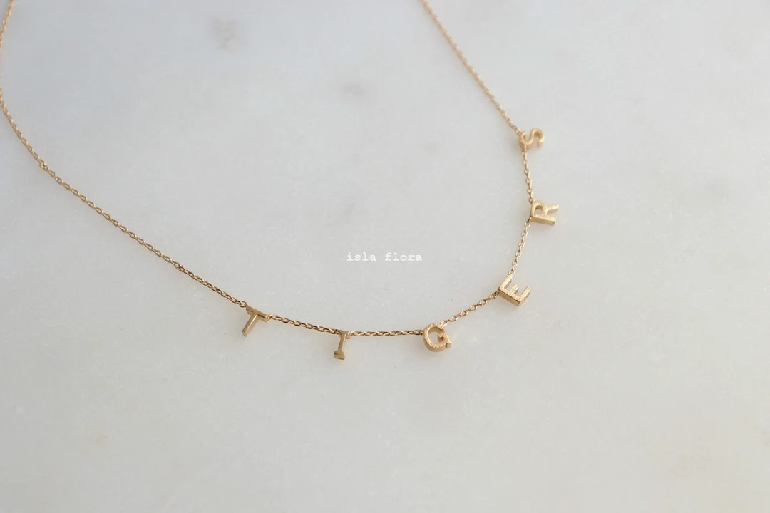 Tiger Letters Necklace, Gold Silver State Tigers Geaux Pride, Stacking, Dainty, Minimalist, Fine ... | Etsy (US)