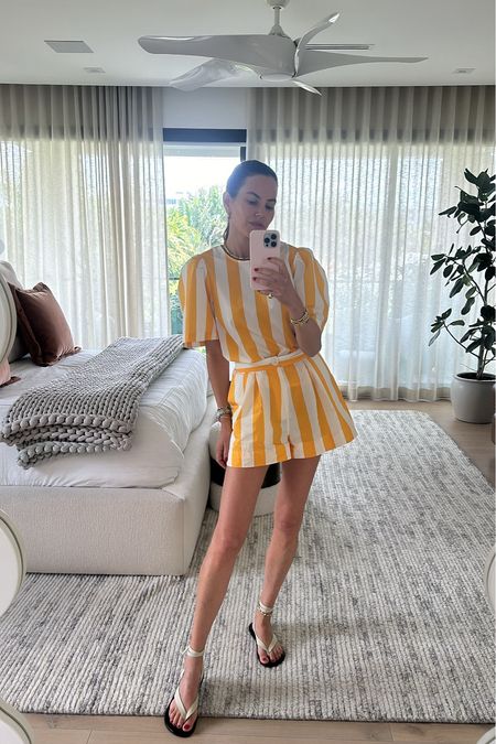 Summer ootd!☀️

Matching set. Yellow and white striped set. Yellow shorts. Striped blouse. White sandals. 

#LTKSeasonal #LTKStyleTip #LTKShoeCrush