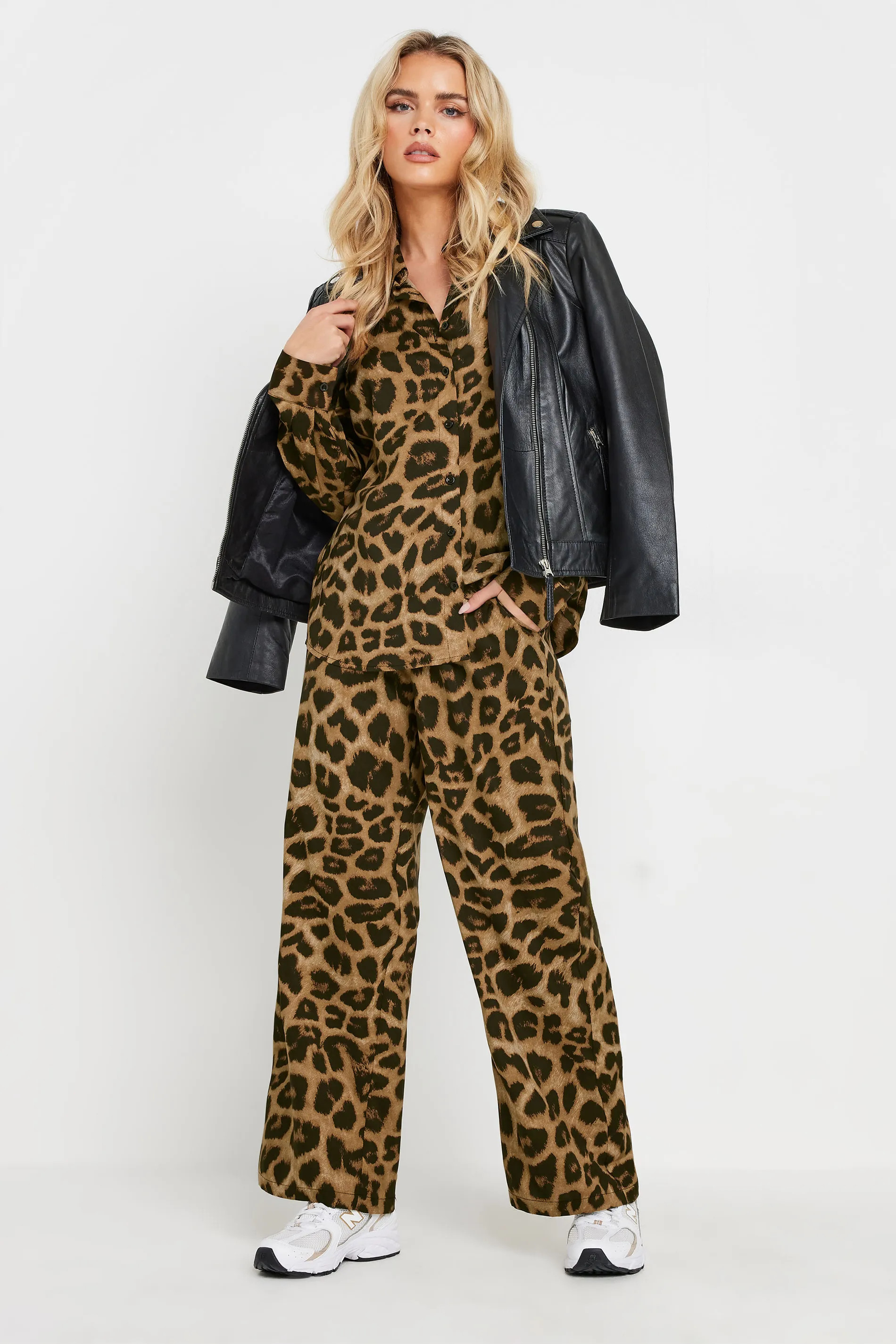 Trousers | Petite Leopard Print Drawstring Wide Leg Trousers | PixieGirl | Debenhams UK