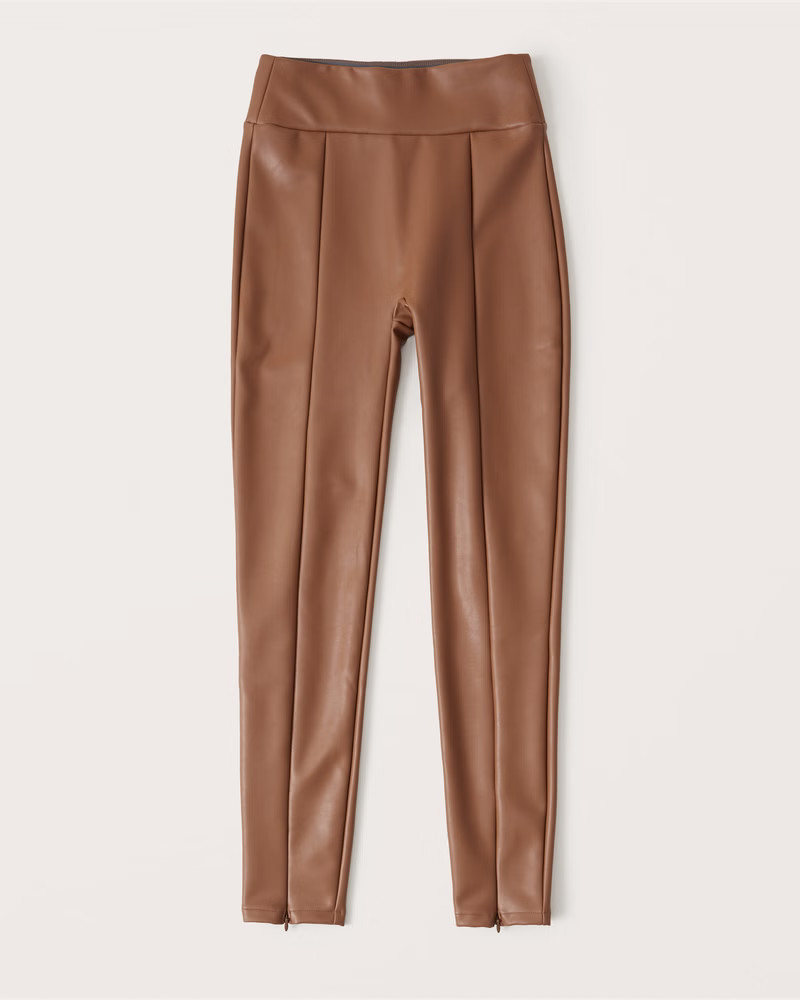 Vegan Leather Zip-Ankle Leggings | Abercrombie & Fitch (US)