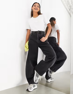 ASOS EDITION Sydney denim barrel leg high waist jean in washed black | ASOS (Global)