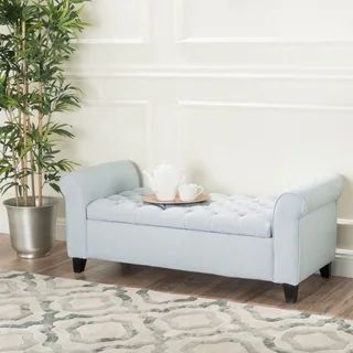Keiko Contemporary Storage Ottoman Bench by Christopher Knight Home - Light Gray+Dark Brown | Bed Bath & Beyond