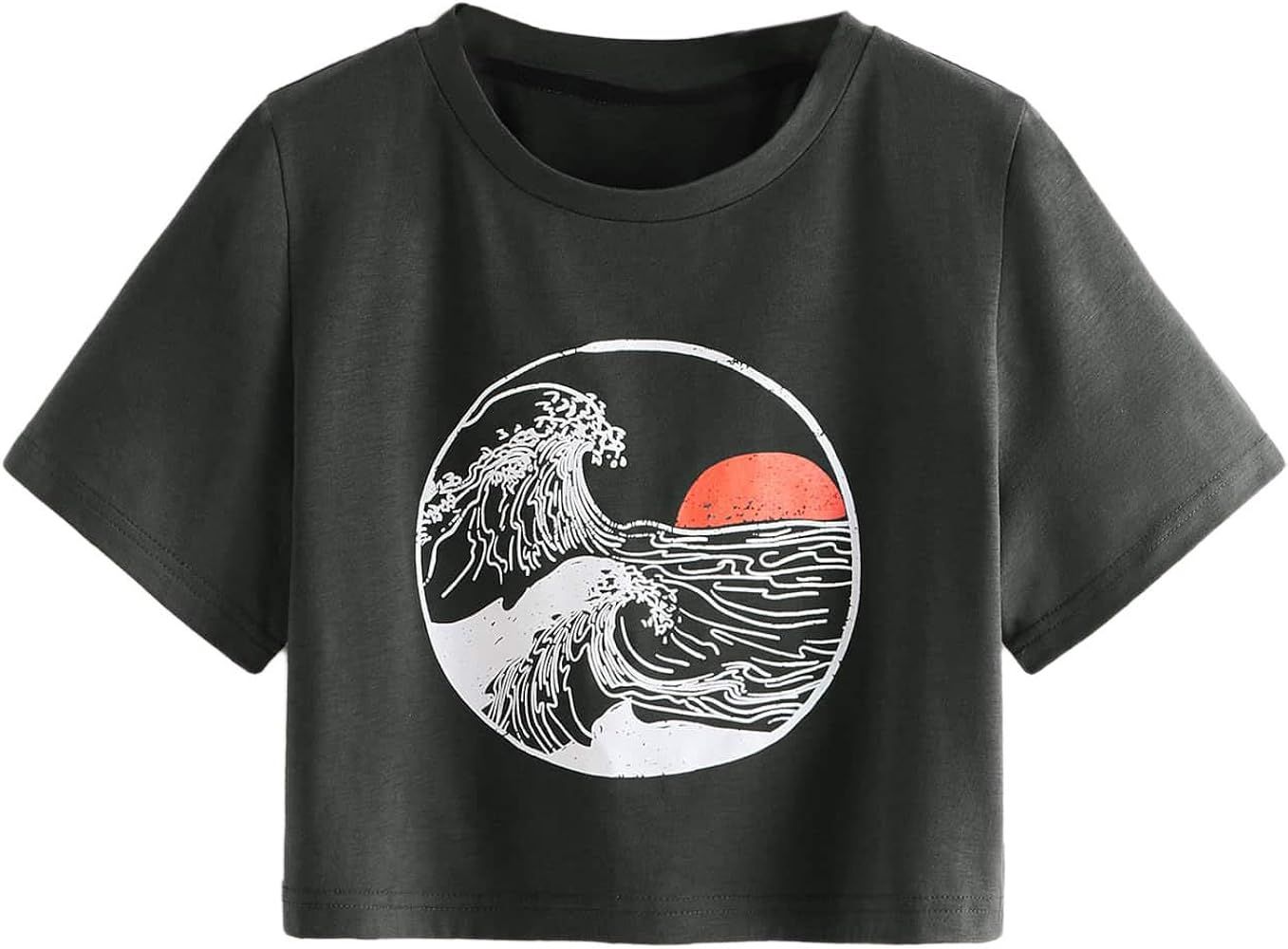 SweatyRocks Women's Summer Letter Print Crop Top T-Shirts Casual Short Sleeve Cropped Tee | Amazon (US)