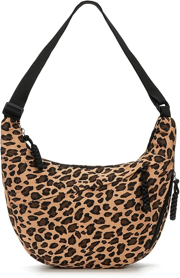 Amazon.com: Leopard Purse for Women Crescent Crossbody Bags Nylon Luna Moon Dumpling Bag Leopard ... | Amazon (US)