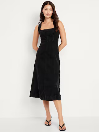 Fit & Flare Sleeveless Denim Midi Dress | Old Navy (US)