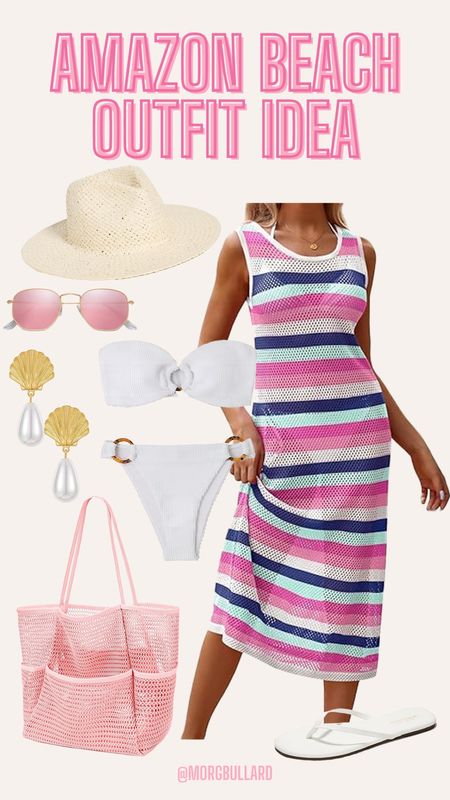 Amazon swim | Amazon striped crochet swim coverup | Amazon beach day outfit | Amazon summer style | Amazon straw sun hat | Amazon pearl shell earrings | Amazon pink beach tote 

#LTKSwim #LTKStyleTip #LTKSeasonal