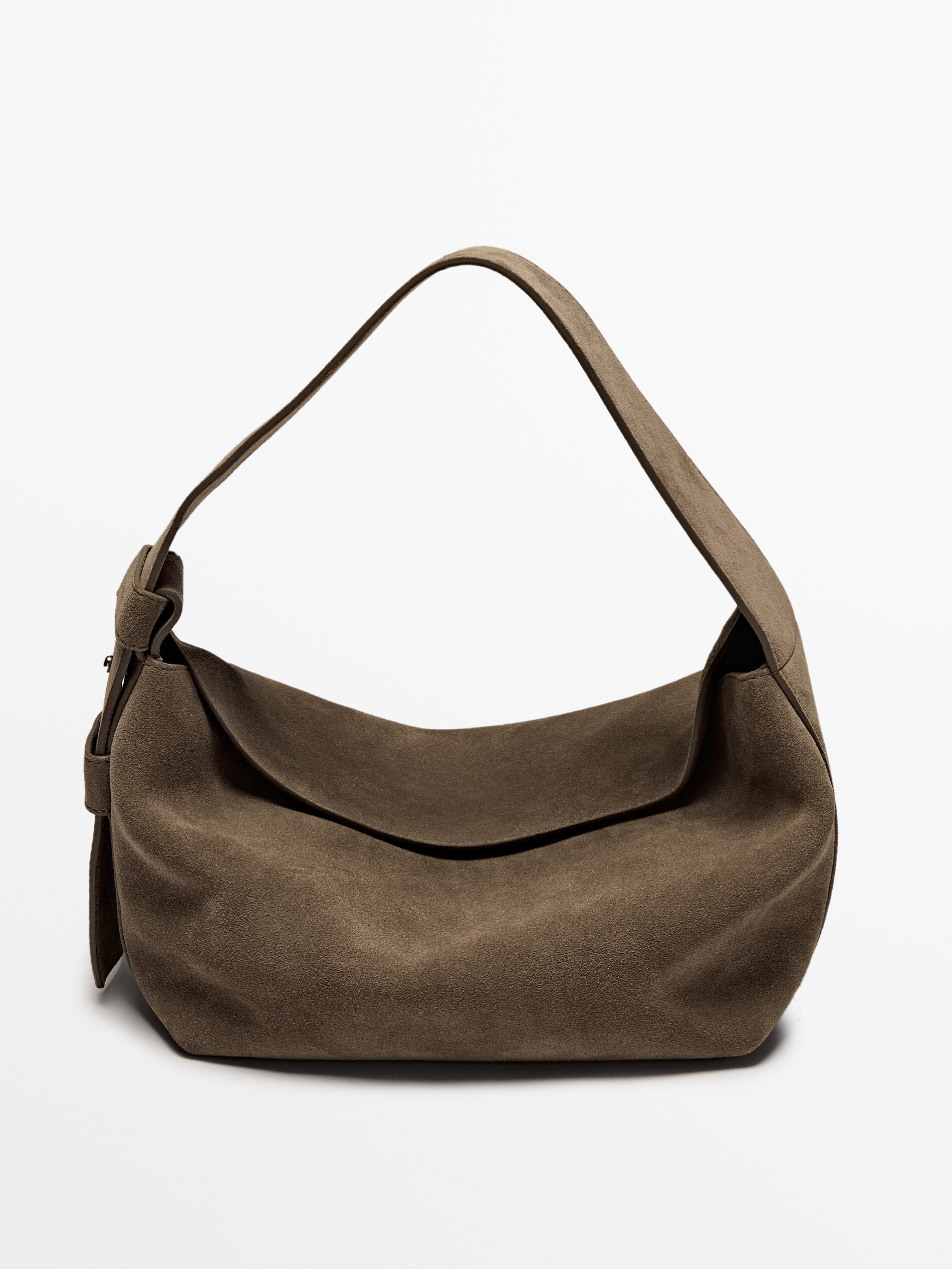 Split suede leather shoulder bag | Massimo Dutti US