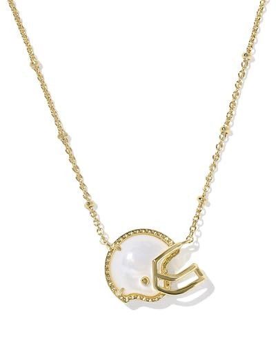 Kendra Scott Football Helmet Short Pendant Necklace, 14K Gold-Plated Brass, Fashion Jewelry for Women, Ivory Mother Of Pearl | Amazon (US)