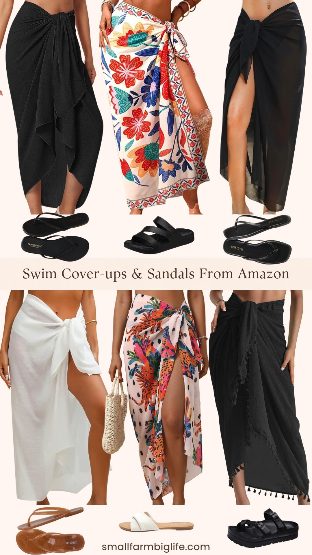 Swim cover-ups and sandals from Amazon and this round up is giving all the best beach and pool day vibes 🌴☀️ For sandals I rounded up black platform sandals with arch support, brown jelly flip flops, black Crocs Women Getaway Strappy Sandals, white flat fashion slides, black flip flops, and black square toe flat sandals. There's something comfortable and cute for every style. And the cover-ups are so good right now: a black tie swimsuit cover-up, a white semi-sheer beach sarong pareo, a black sarong cover-up, a bright patterned sheer chiffon beach cover-up, a black sheer chiffon sarong swimsuit cover-up, and a bright floral sheer sarong with a high slit that is absolutely stunning. Whether you are heading to the beach, the pool, or a resort these cover-ups and sandals are going to have you looking and feeling so put together all summer long and every single one is from Amazon at such amazing prices. Everything is linked! 🛒🌴 

 #LTKootd #LTKOver40 #LTKTravel