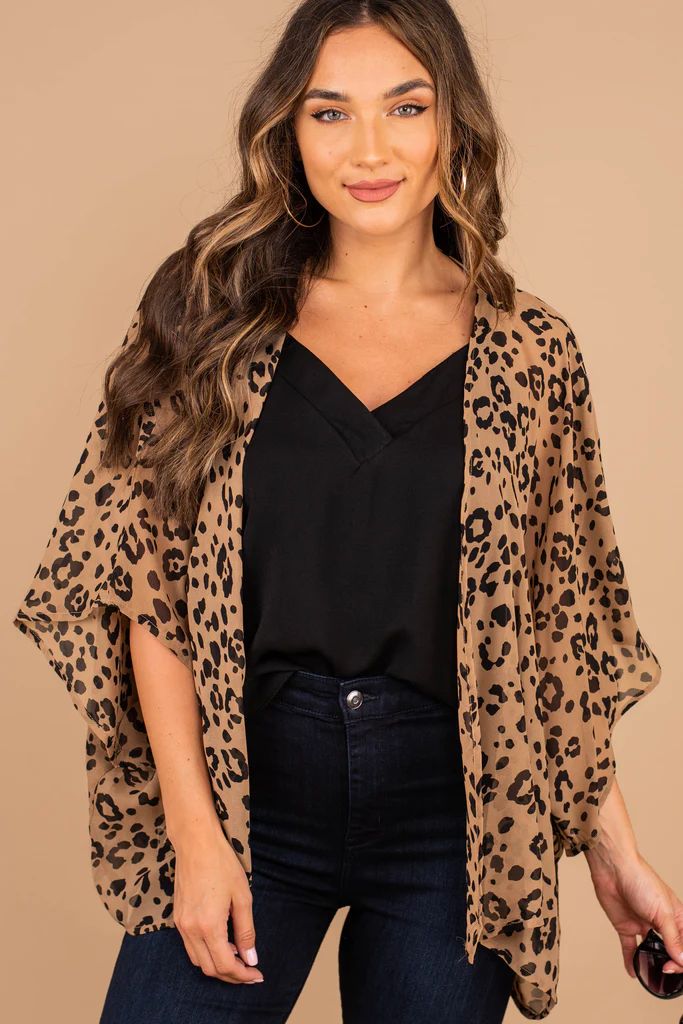 Look Ahead Mocha Brown Leopard Kimono | The Mint Julep Boutique