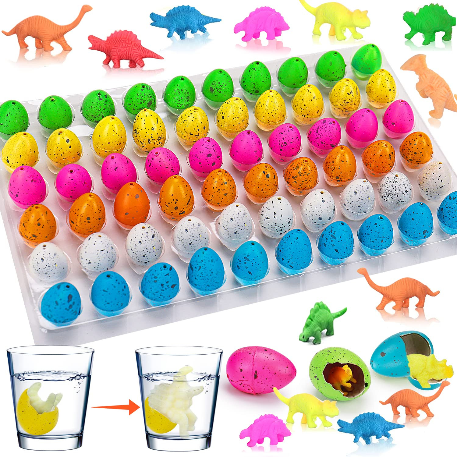 60PCS Small Hatching Dinosaur Eggs for Dinosaur Birthday Party Favors Valentine Goodie Bag Stuffe... | Amazon (US)