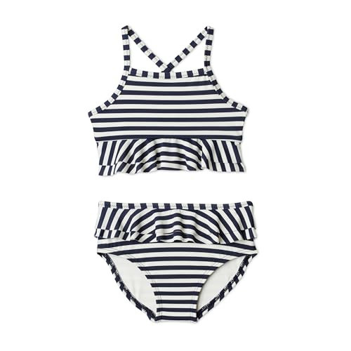Amazon Essentials X Sofia Grainge Baby Girls' Baby Girls' and Toddler Two Piece Swim Suit, Ivory Navy Even Stripe, 2T | Amazon (US)