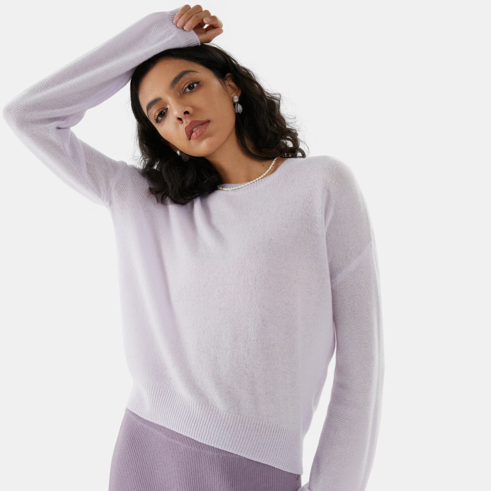 Cashmere Loose Sweater-Lavender Purple | VIVAIA