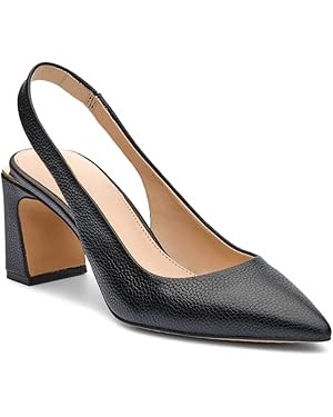 Jeimpoey Womens Slingback Chunky Heels Point-toe Pump Shoes Block Heel Summer Sandals Low-heel Pa... | Amazon (US)