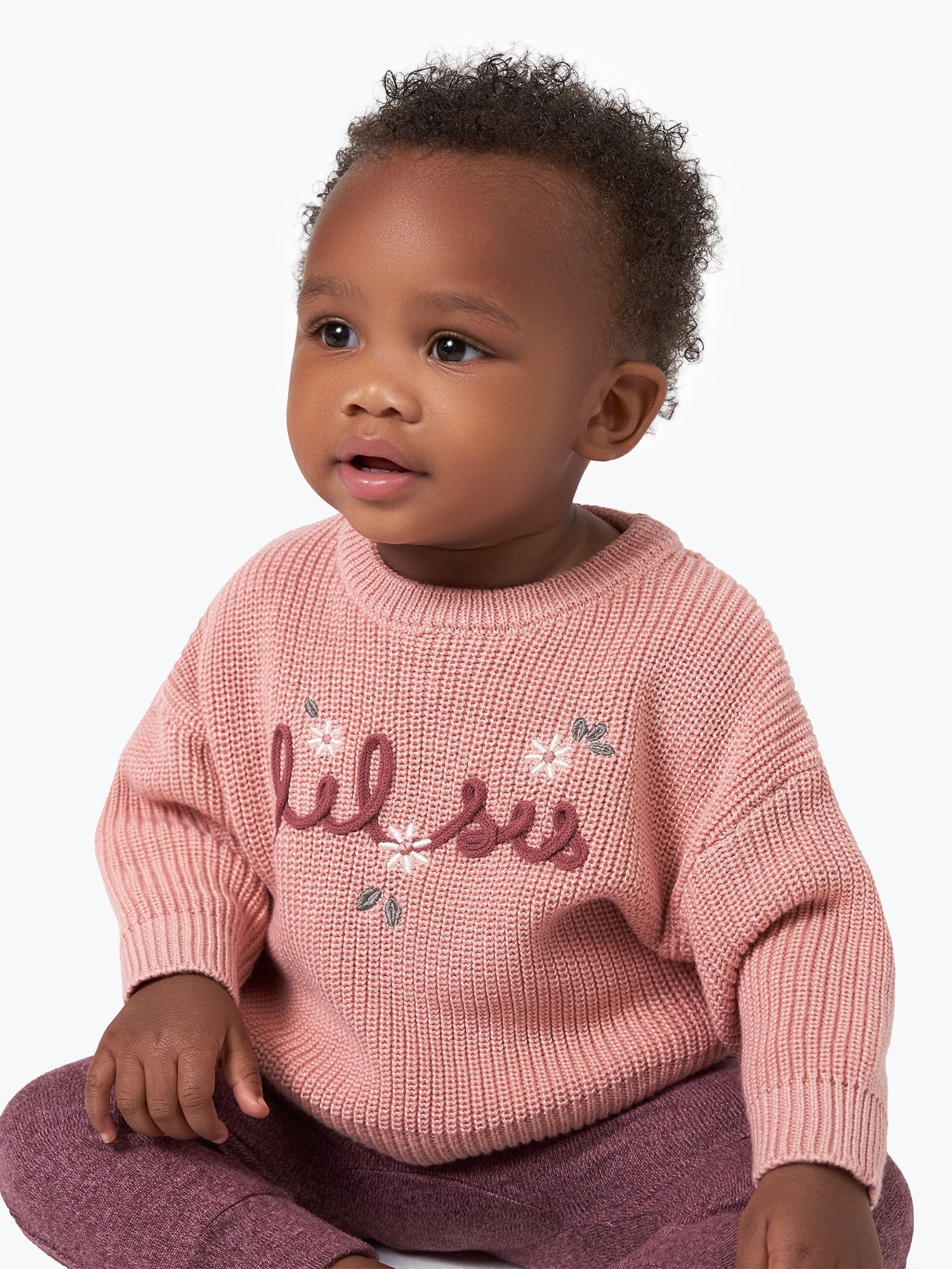 Modern Moments by Gerber Baby Girl Sibling Matching Sweater, Sizes 0/3 Months - 24 Months | Walmart (US)