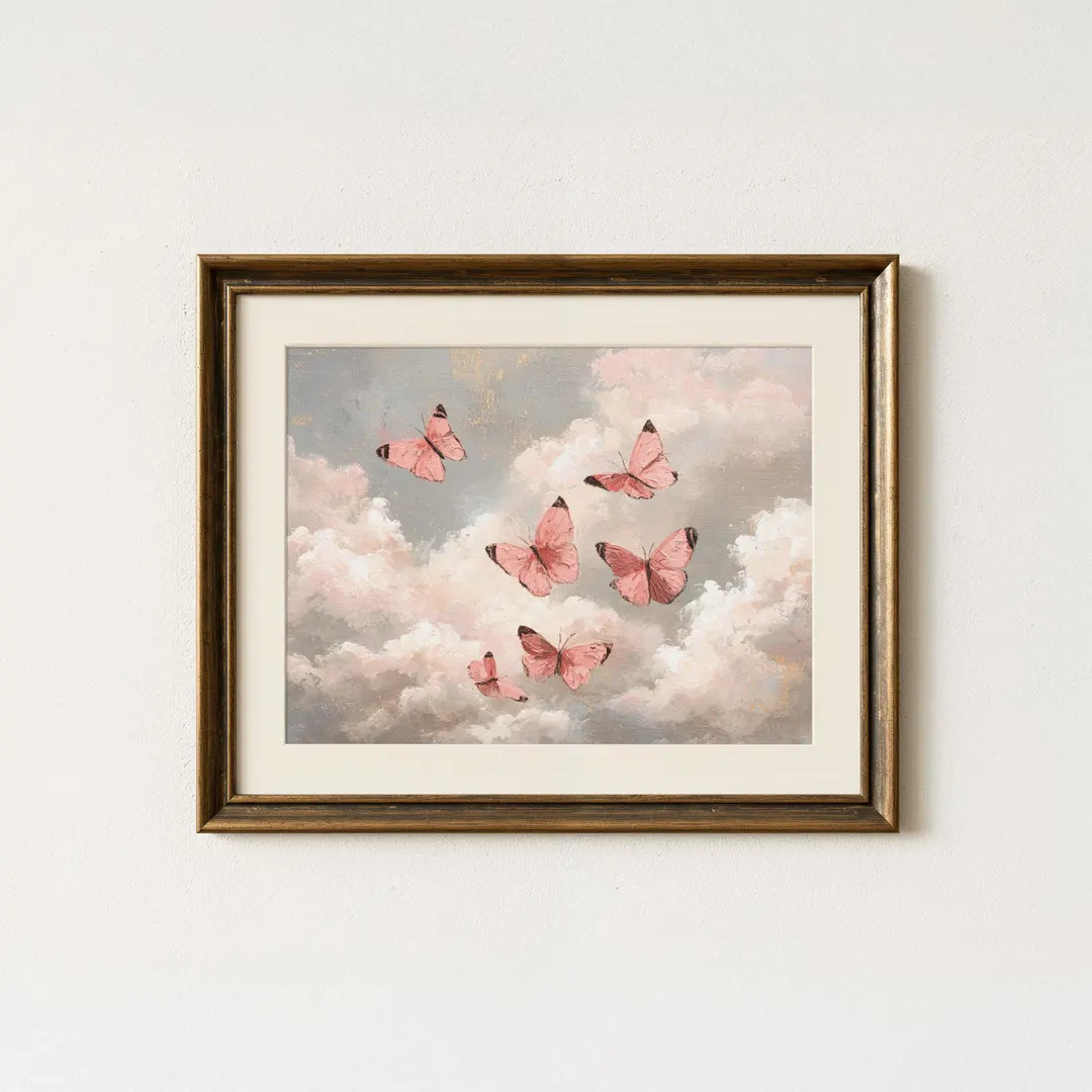 Digital Download | Vintage Art | Art | Nursery Art | Butterfly Art | Girl Nursery Art | Pink Butt... | Etsy (US)