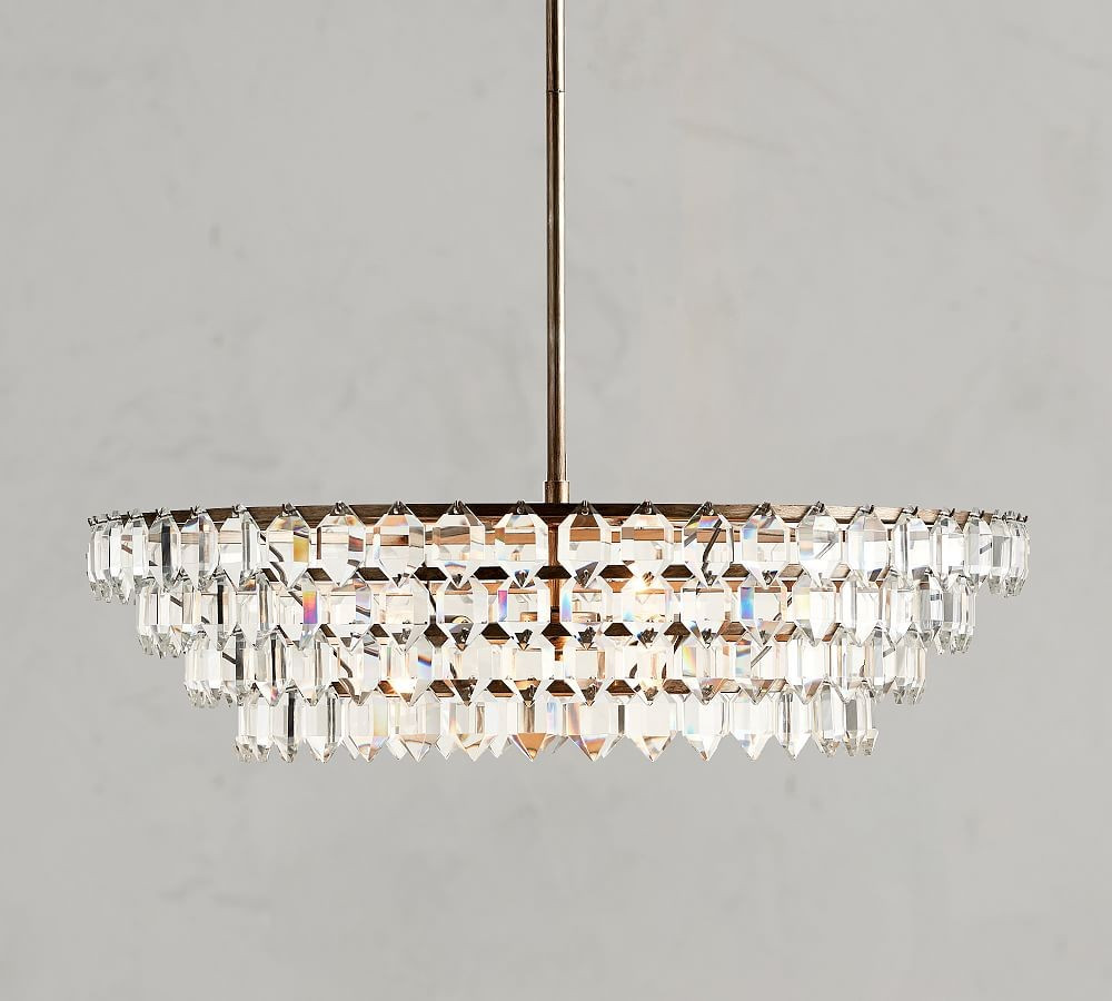 Alma Crystal Chandelier, Pewter, 28"" Diameter | Pottery Barn (US)